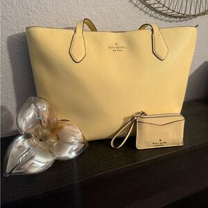 kate spade Yellow Pebbled Leather Tote with Matching Wristlet
